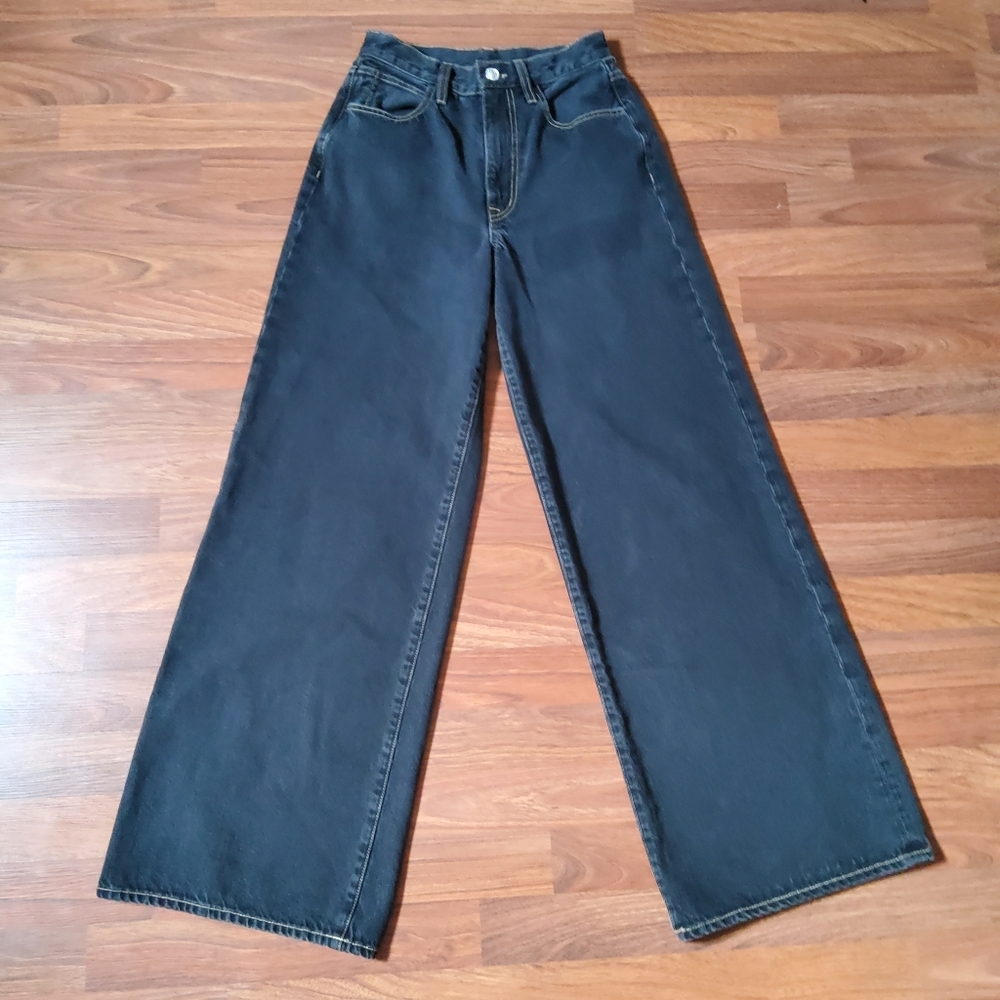 New SLVRLAKE Eva Wide Leg Flare High Waist Denim Jeans Size 27